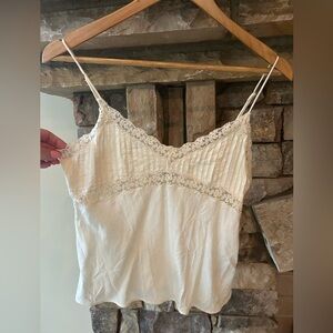 Urban Outfitters Ivory Lace-Trim Satin Cami Slip